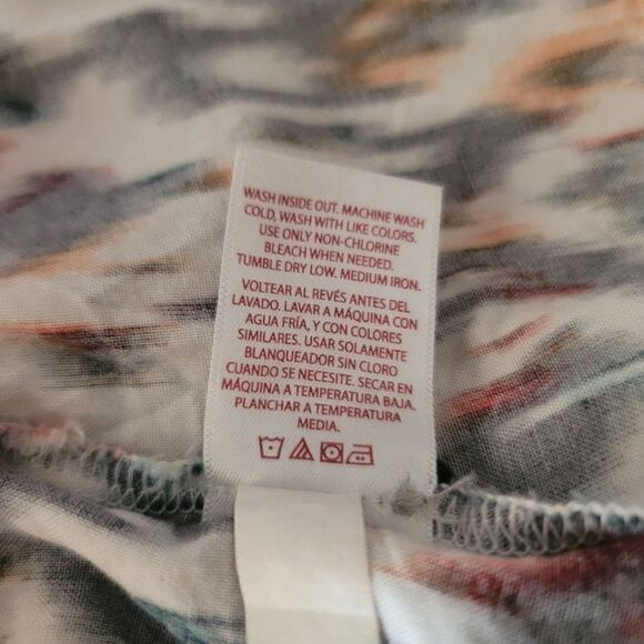 Womens Faded Glory Dress Button Down Shirt Pockets Multicolor Ikat  Sz L - Picture 5 of 6